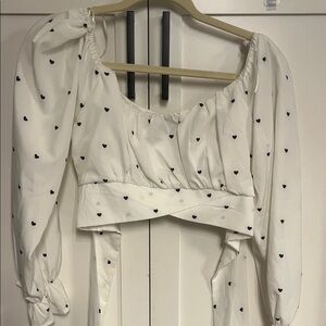 White Heart Print Women's Top Valentine’s Day 💕